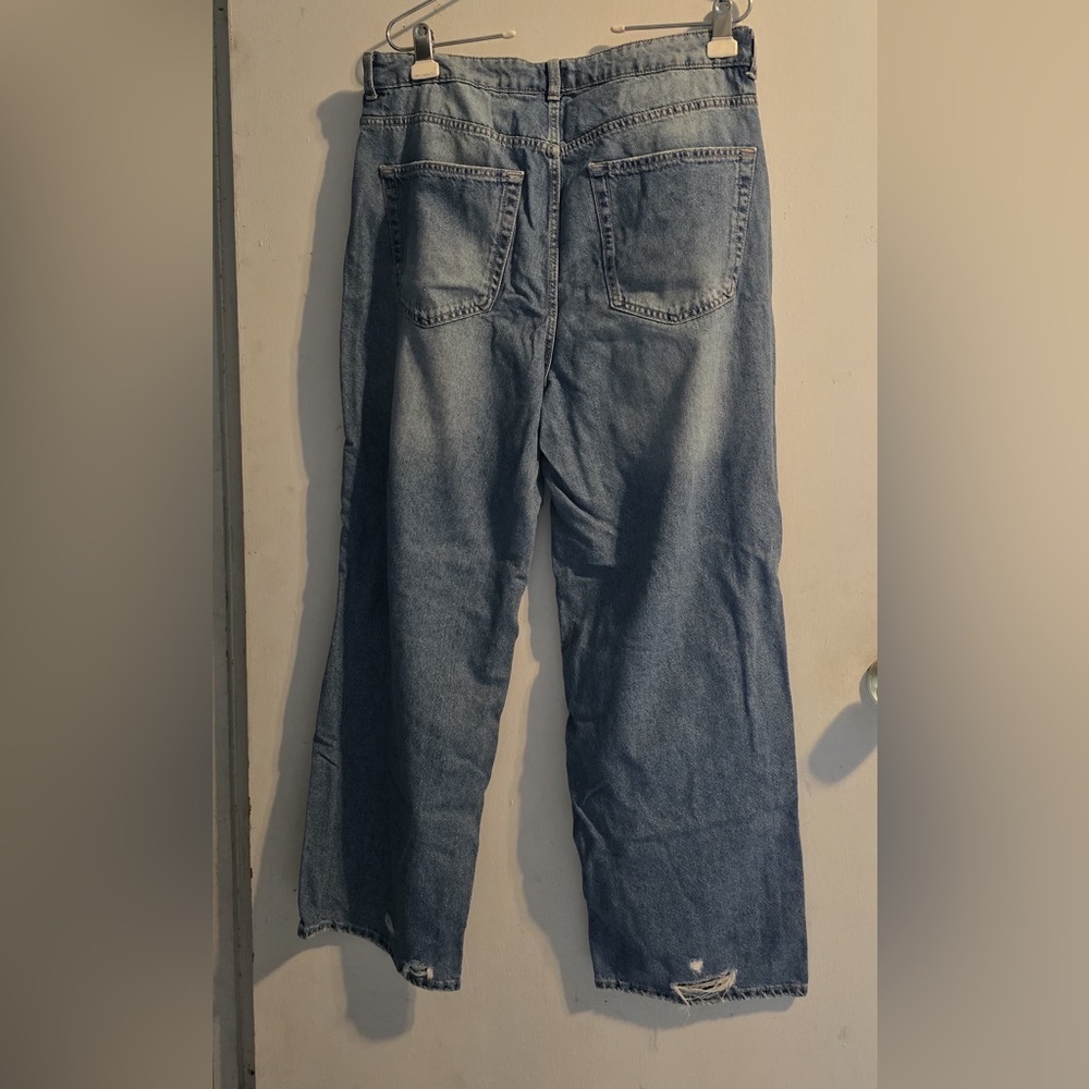H&M Light Blue Ripped Straight Leg Jeans - Picture 11 of 13